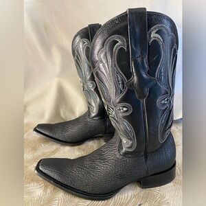 Men’s El General Black and Silver Western Boots.Size 8-US-MEX-27-